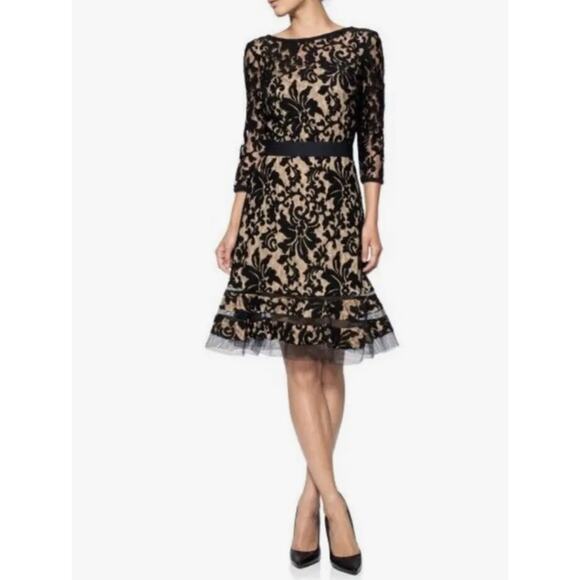 Tadashi Shoji Black Lace Overlay Dress - Picture 1 of 12